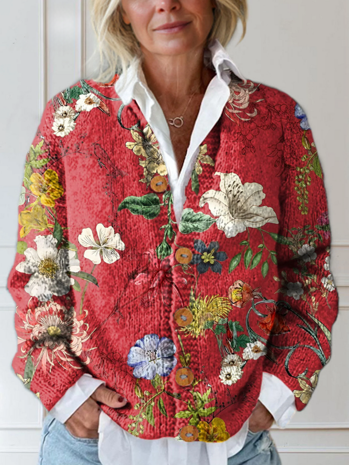 Lucy | Vintage Floral Art Print Cardigan