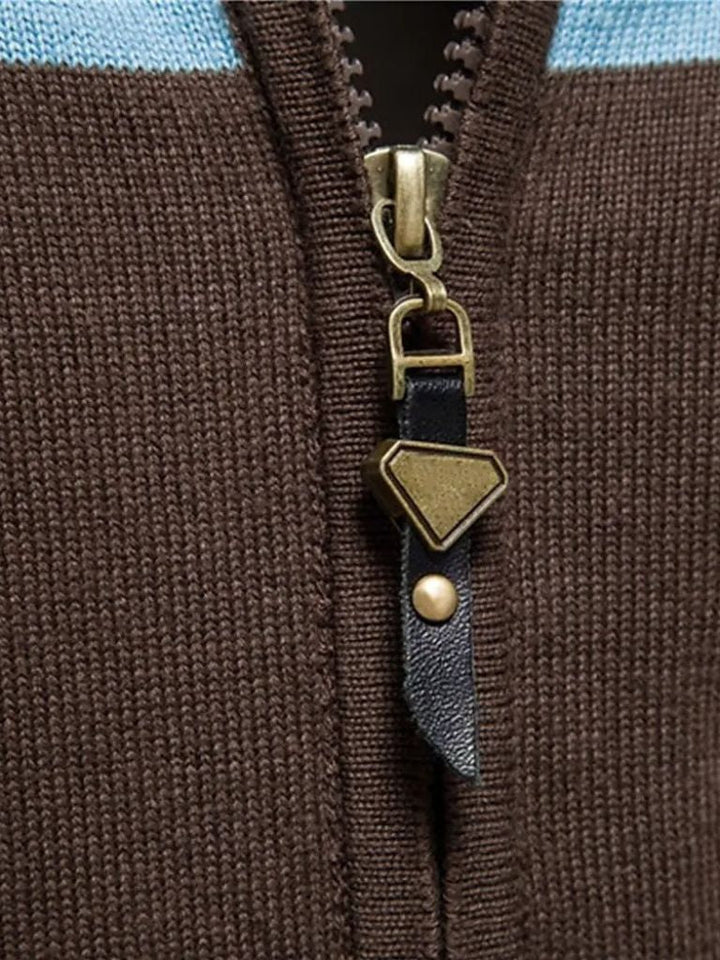 Zipped Cardigan with High Collar - Palm Beach Boutique