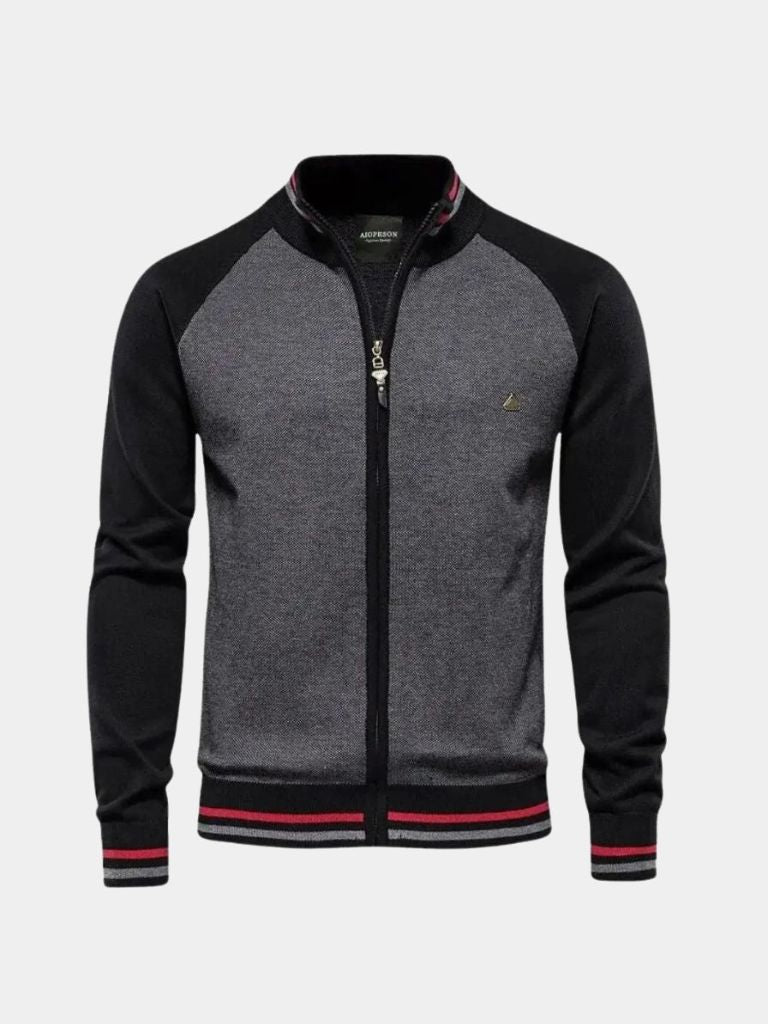 High-Zip Colour Block Cardigan - Palm Beach Boutique