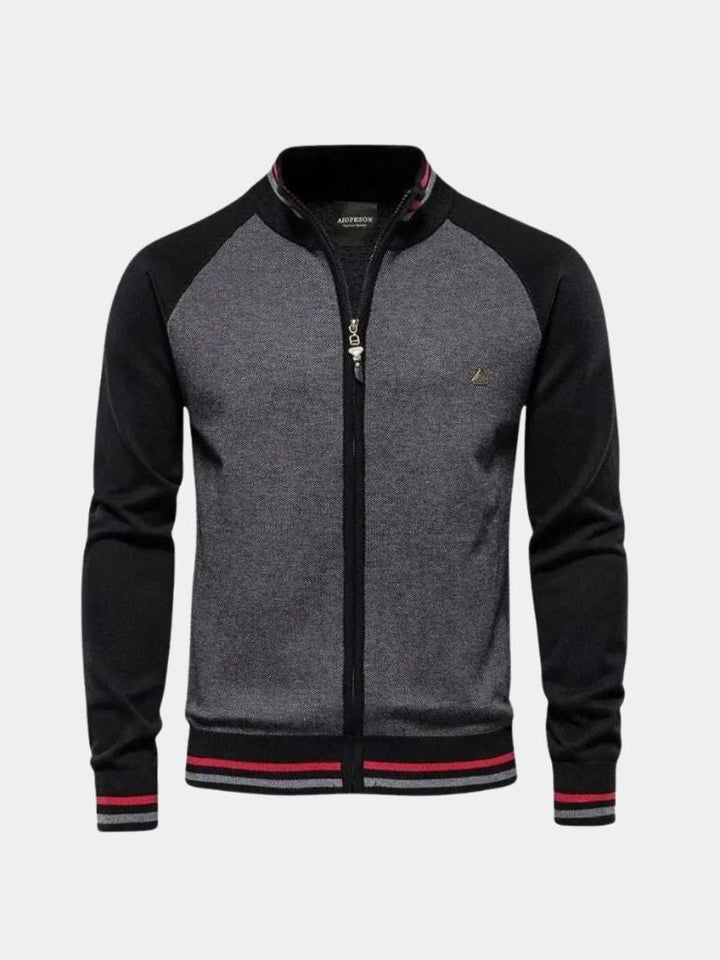 High-Zip Colour Block Cardigan - Palm Beach Boutique