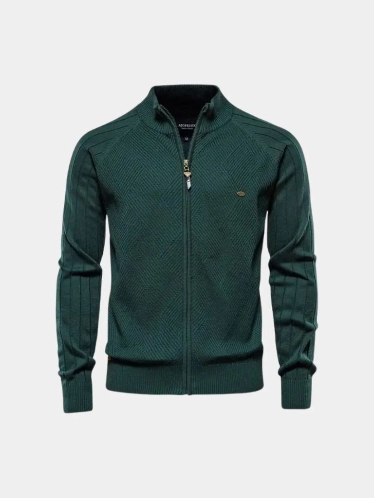 Simple Jacquard Zip Sweater - Palm Beach Boutique