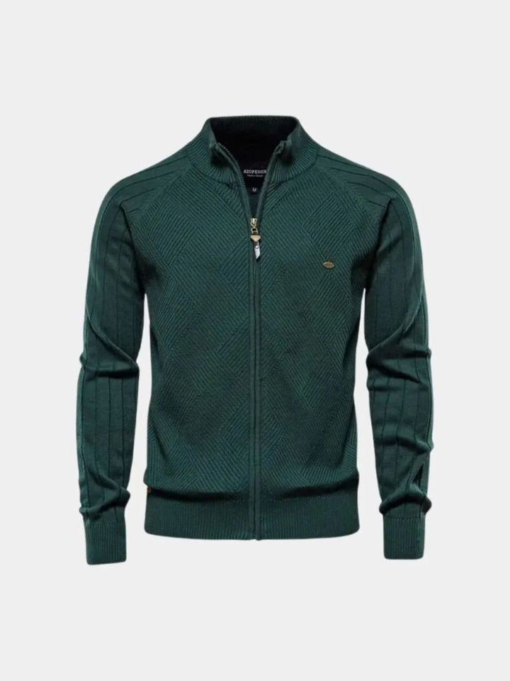 Simple Jacquard Zip Sweater - Palm Beach Boutique