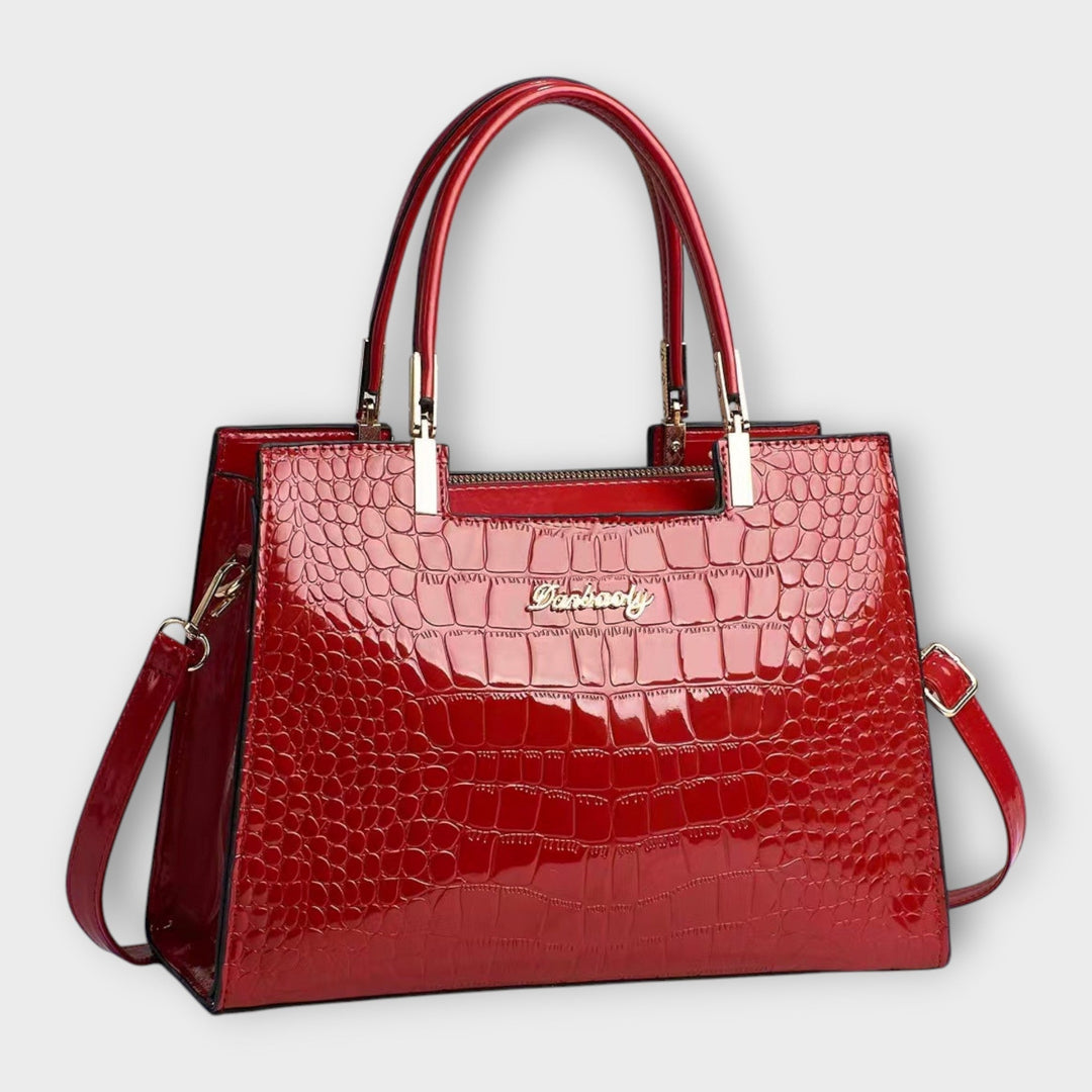 Olivia | Glossy Crocodile Pattern Handbag