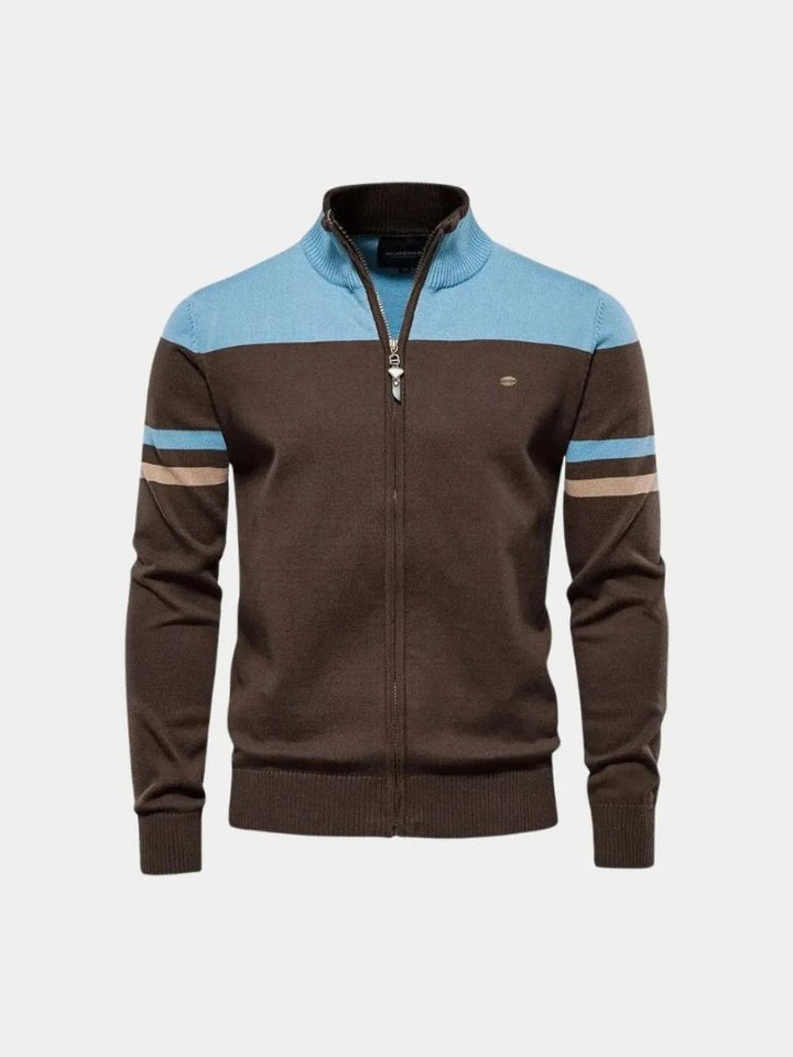 Zipped Cardigan with High Collar - Palm Beach Boutique