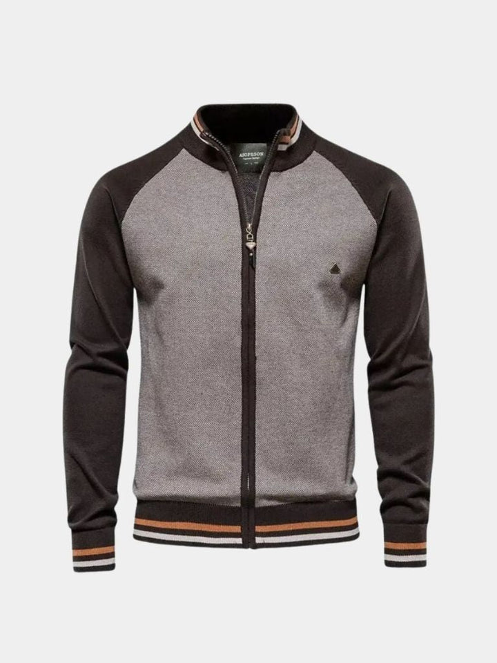 High-Zip Colour Block Cardigan - Palm Beach Boutique