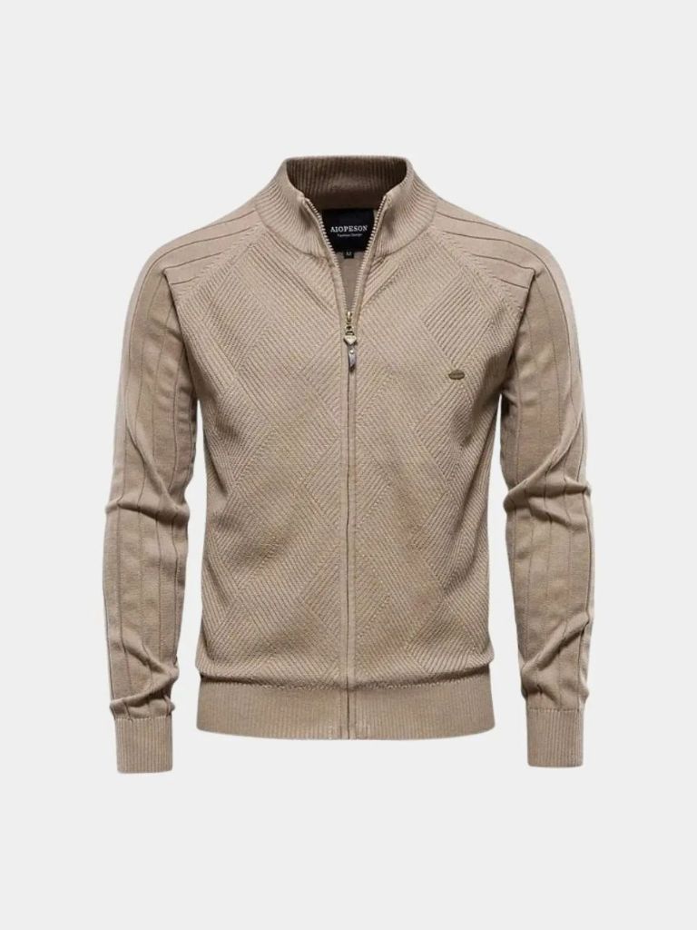 Simple Jacquard Zip Sweater - Palm Beach Boutique