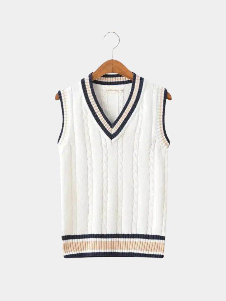 Elegant Knit Vest with V-Neck - Palm Beach Boutique