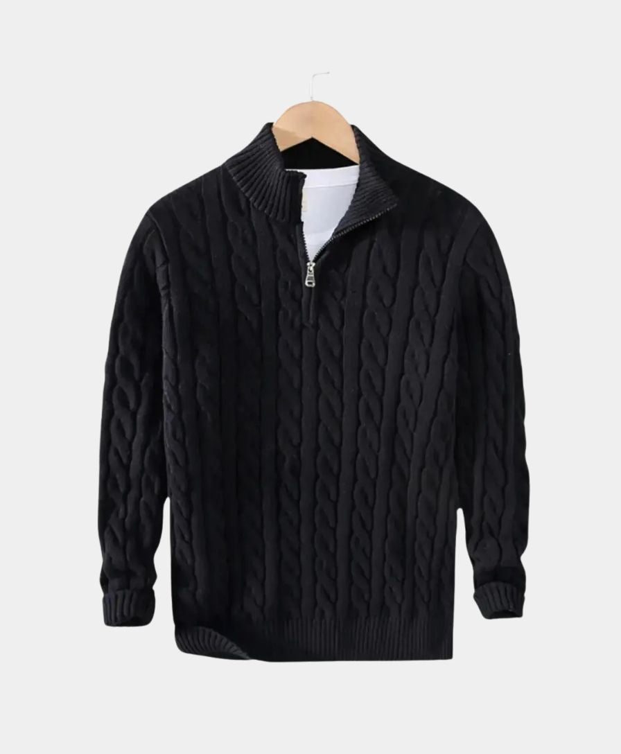 Essential Zip Collar Sweater - Palm Beach Boutique