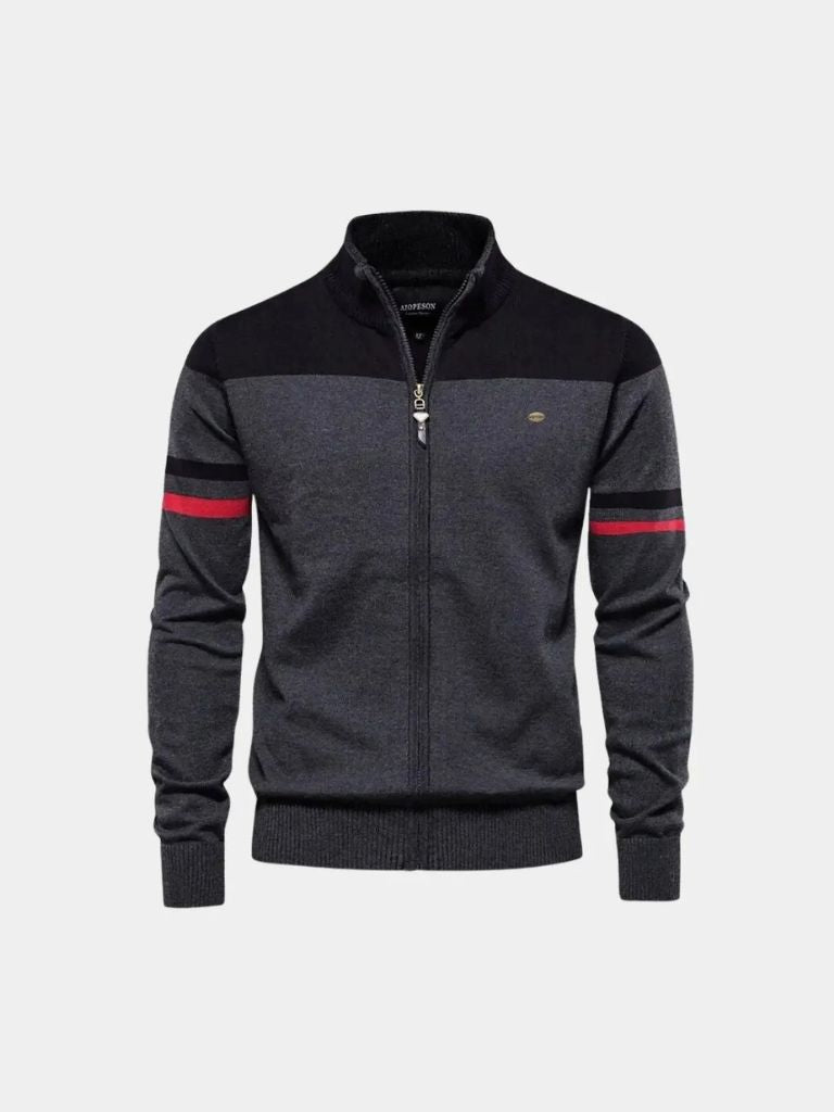 Zipped Cardigan with High Collar - Palm Beach Boutique