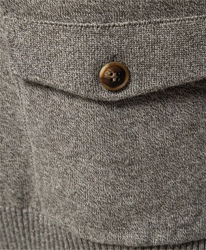 Knitted Cotton Sweater with High Collar - Palm Beach Boutique