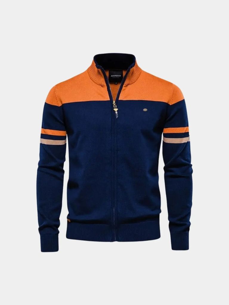 Zipped Cardigan with High Collar - Palm Beach Boutique