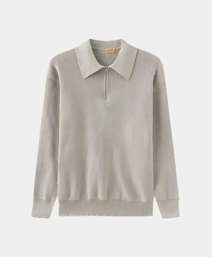 Essential Sweater with Zipped Polo - Palm Beach Boutique