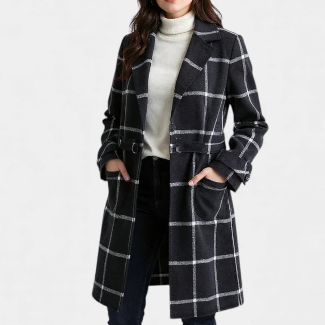 ADRIANA | CHECKERED WINTER TRENCH COAT