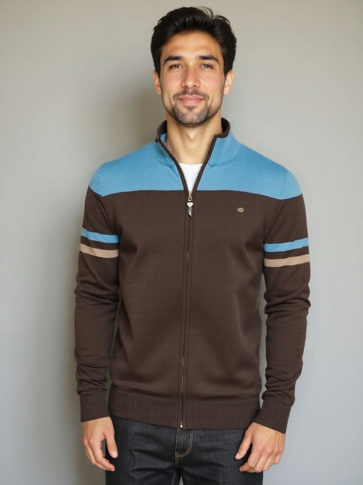 Zipped Cardigan with High Collar - Palm Beach Boutique