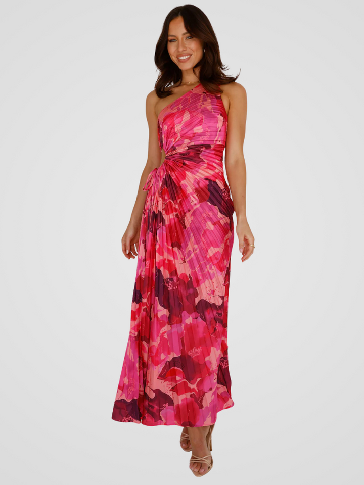 One Shoulder Pleated Dress Aurora