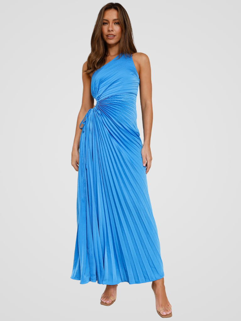 One Shoulder Pleated Dress Aurora