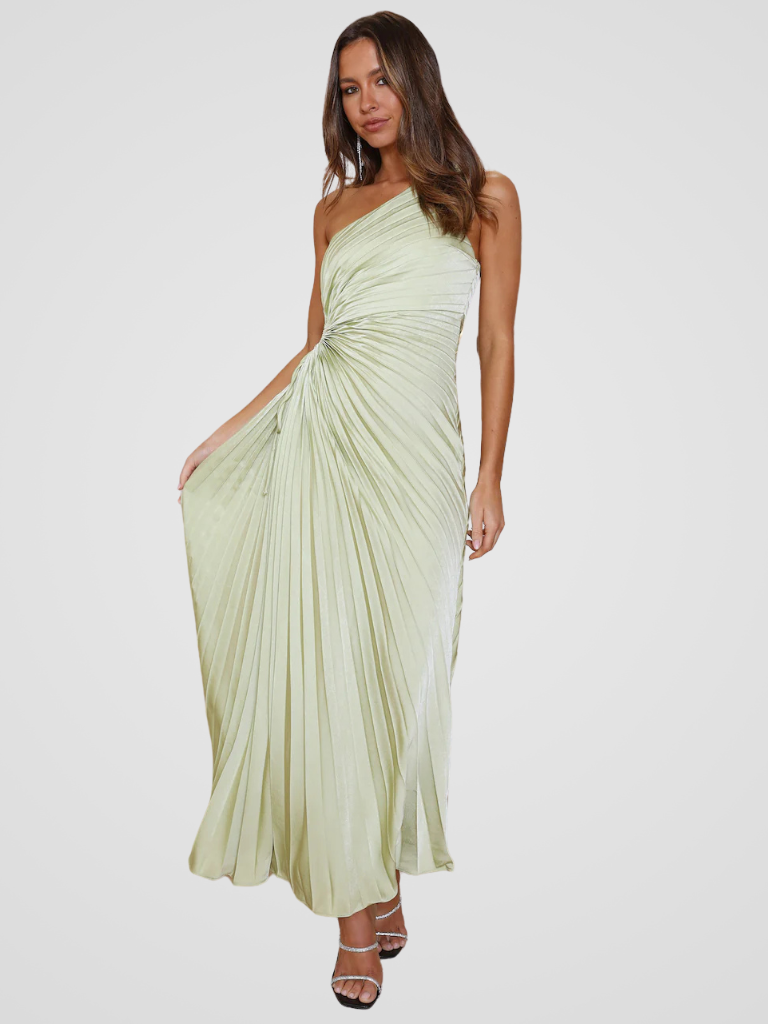 One Shoulder Pleated Dress Aurora