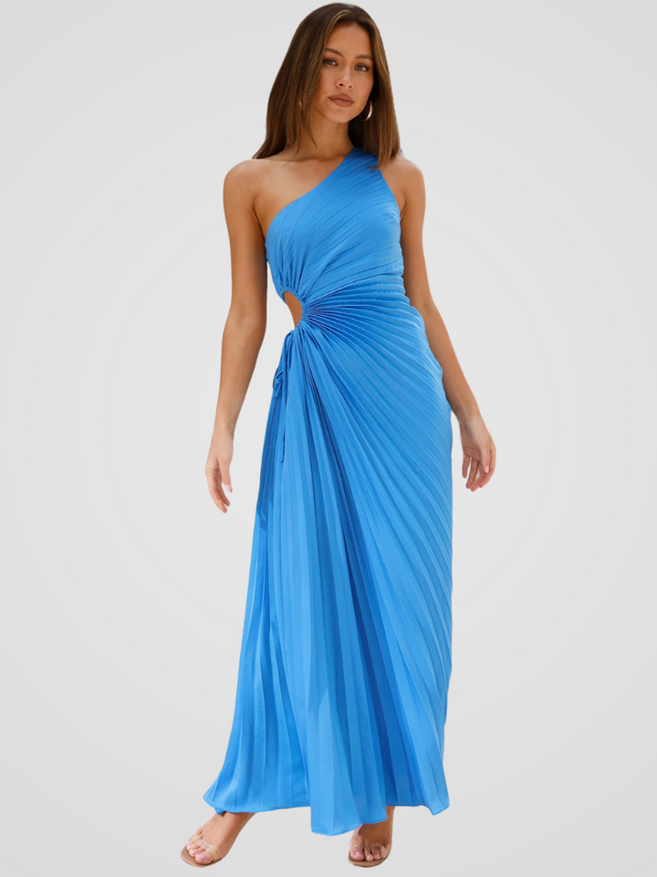 One Shoulder Pleated Dress Aurora