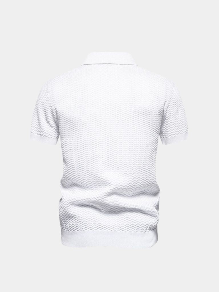 Classic Fitted Polo with Zip Collar and Short Sleeves - Palm Beach Boutique