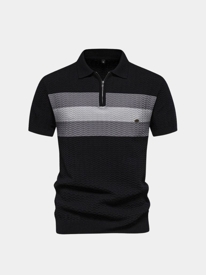 Classic Fitted Polo with Zip Collar and Short Sleeves - Palm Beach Boutique