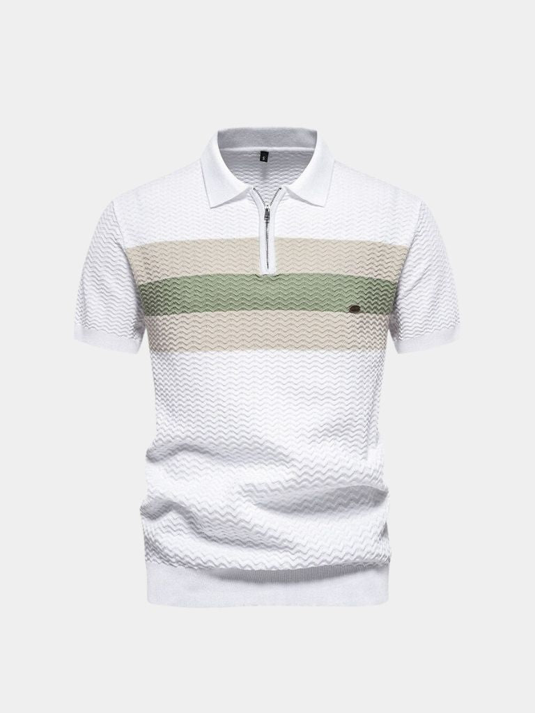 Classic Fitted Polo with Zip Collar and Short Sleeves - Palm Beach Boutique