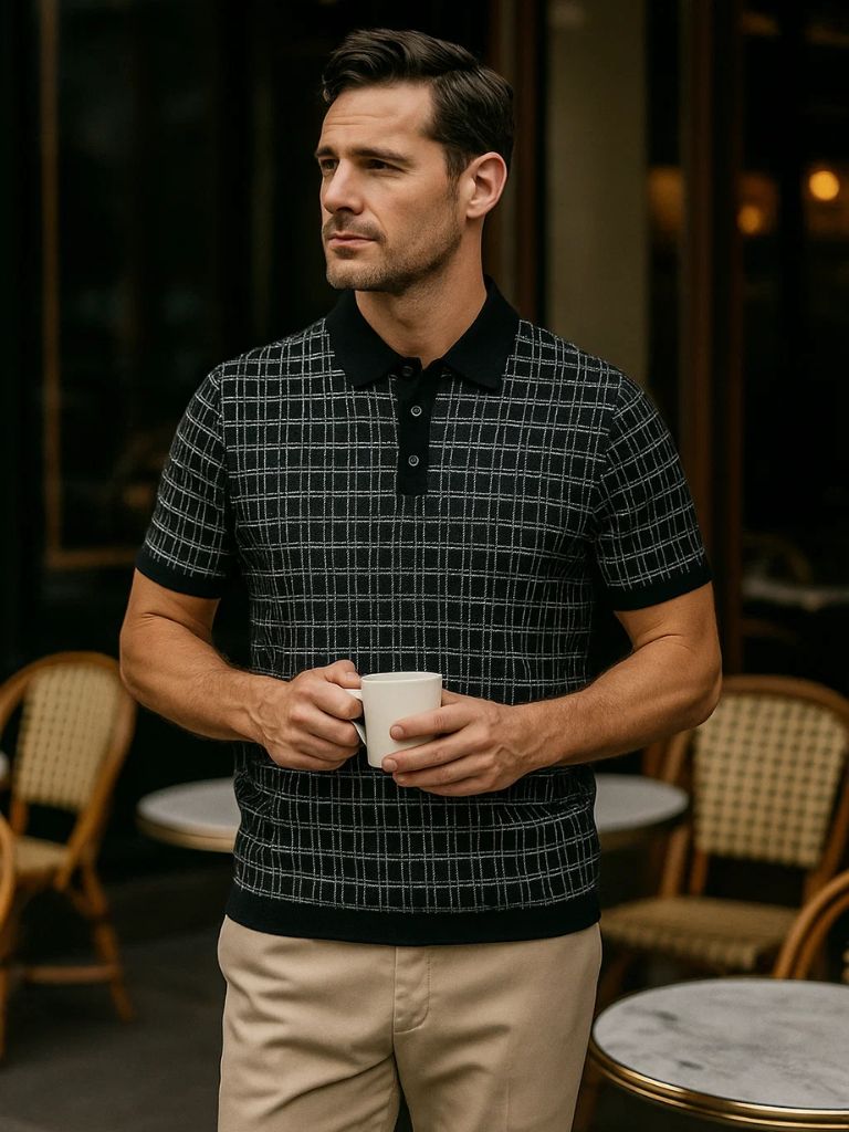 Classic Black Knit Polo - Palm Beach Boutique