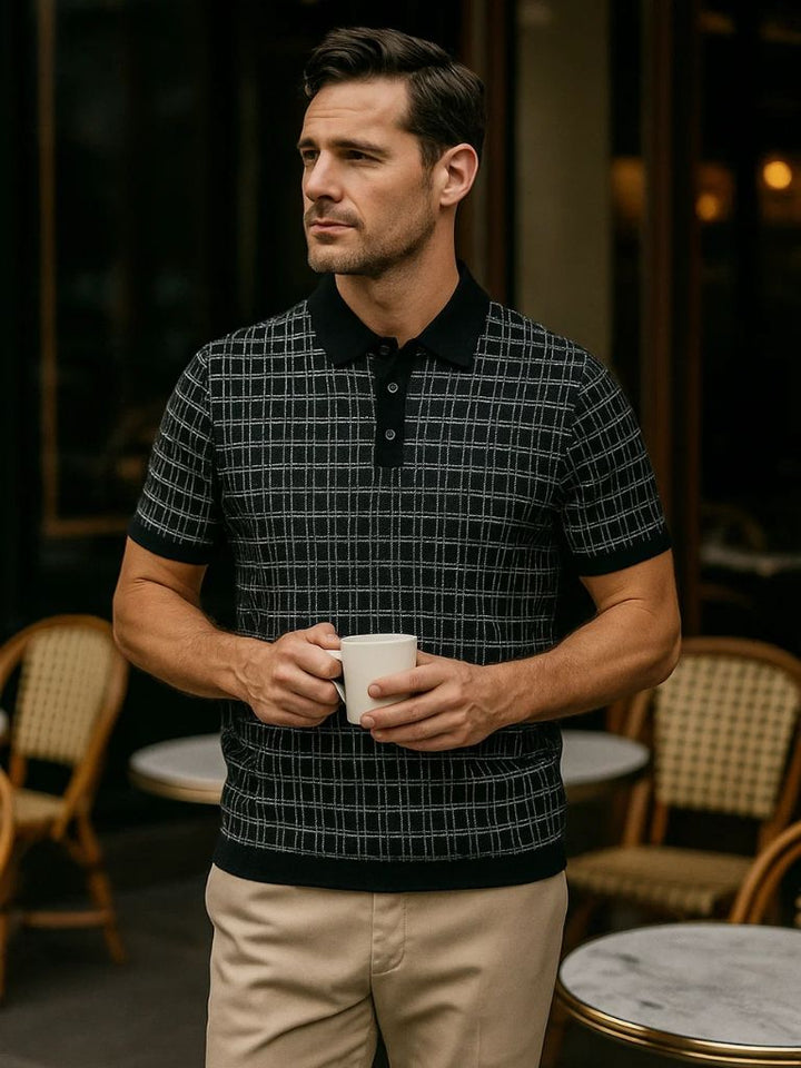 Classic Black Knit Polo - Palm Beach Boutique