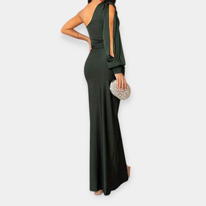 One-Shoulder Maxi Dress with Slit