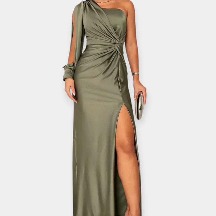 One-Shoulder Maxi Dress with Slit