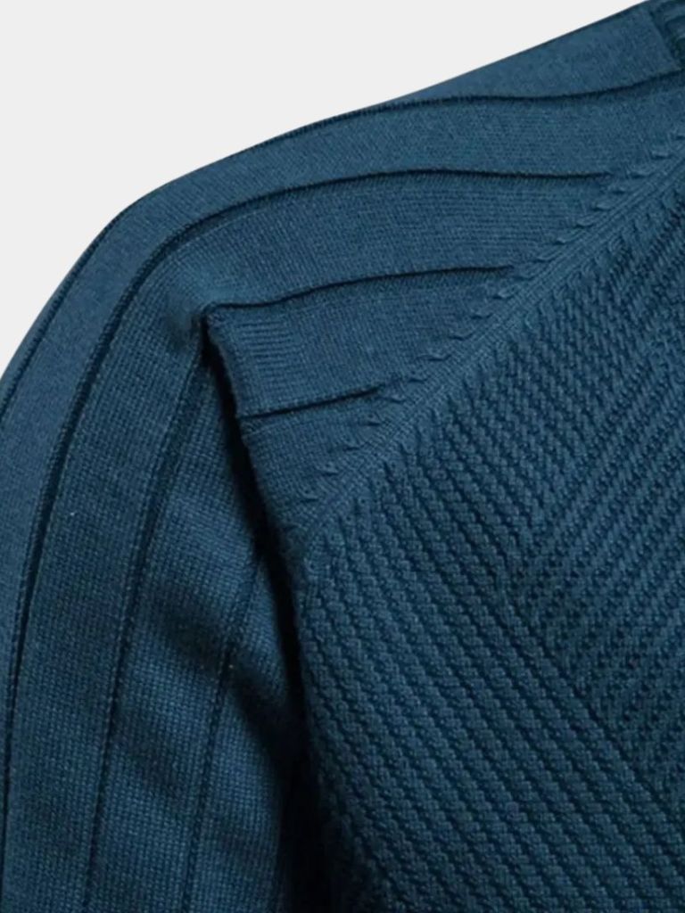 Solid Colour Zippered Knit Jacquard Cardigan - Palm Beach Boutique