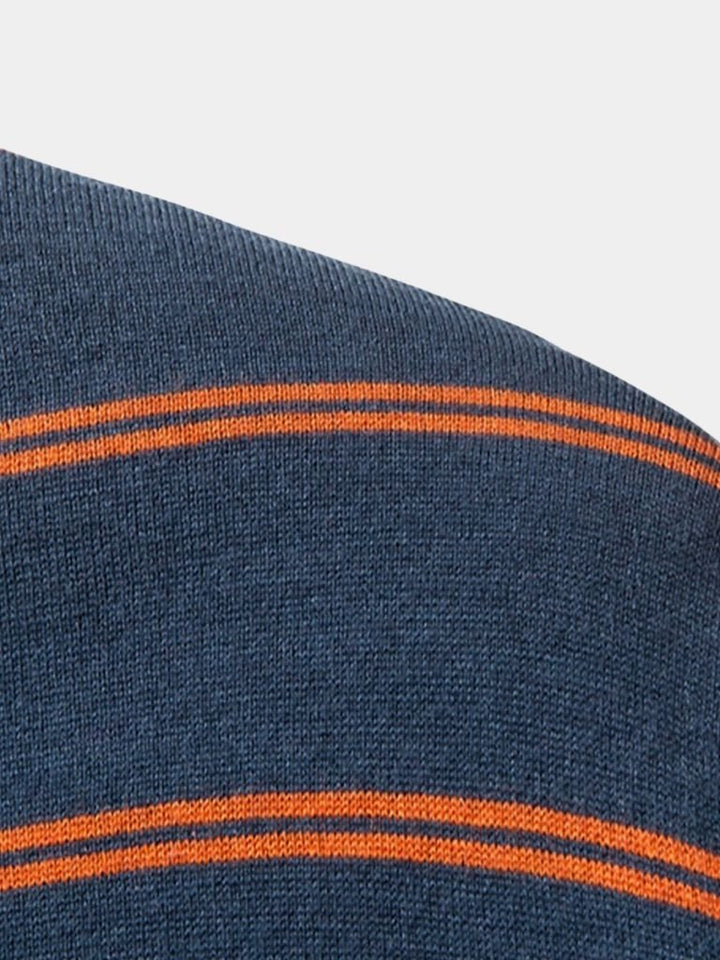 Navy Striped Polo at Sunset - Palm Beach Boutique