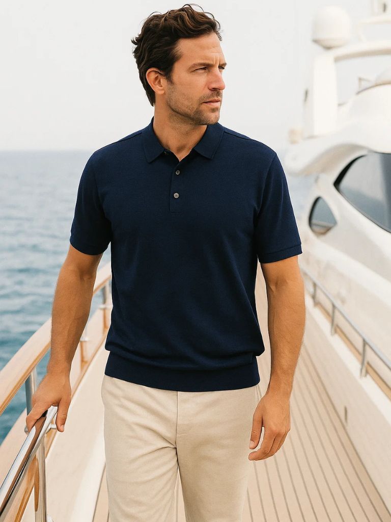 Navy Palm Beach Boutique Polo Leviana