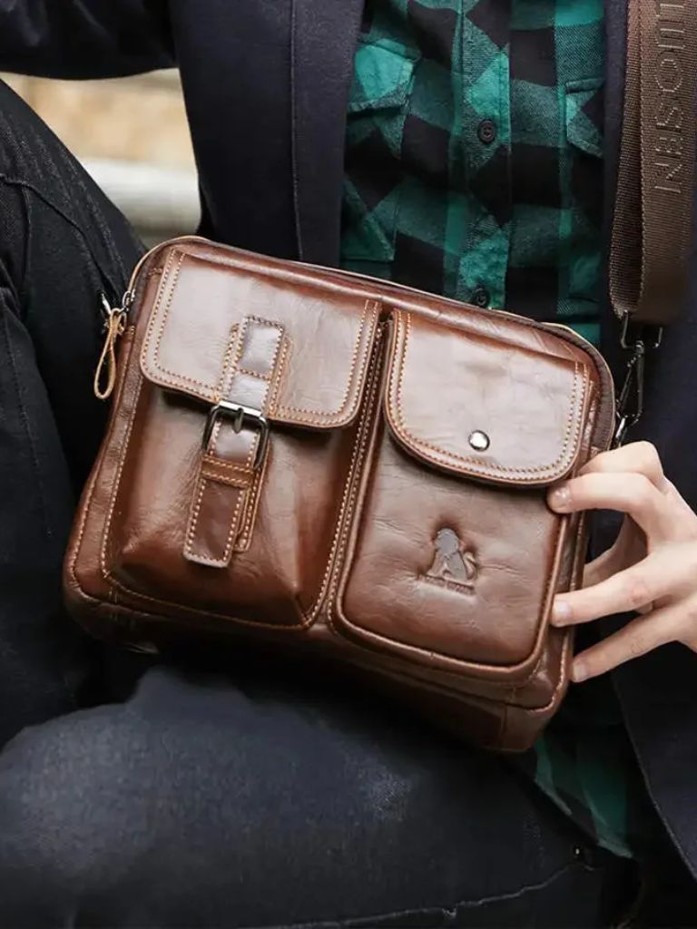 Palm Beach Boutique Vintage-Inspired Square Leather Crossbody Bag