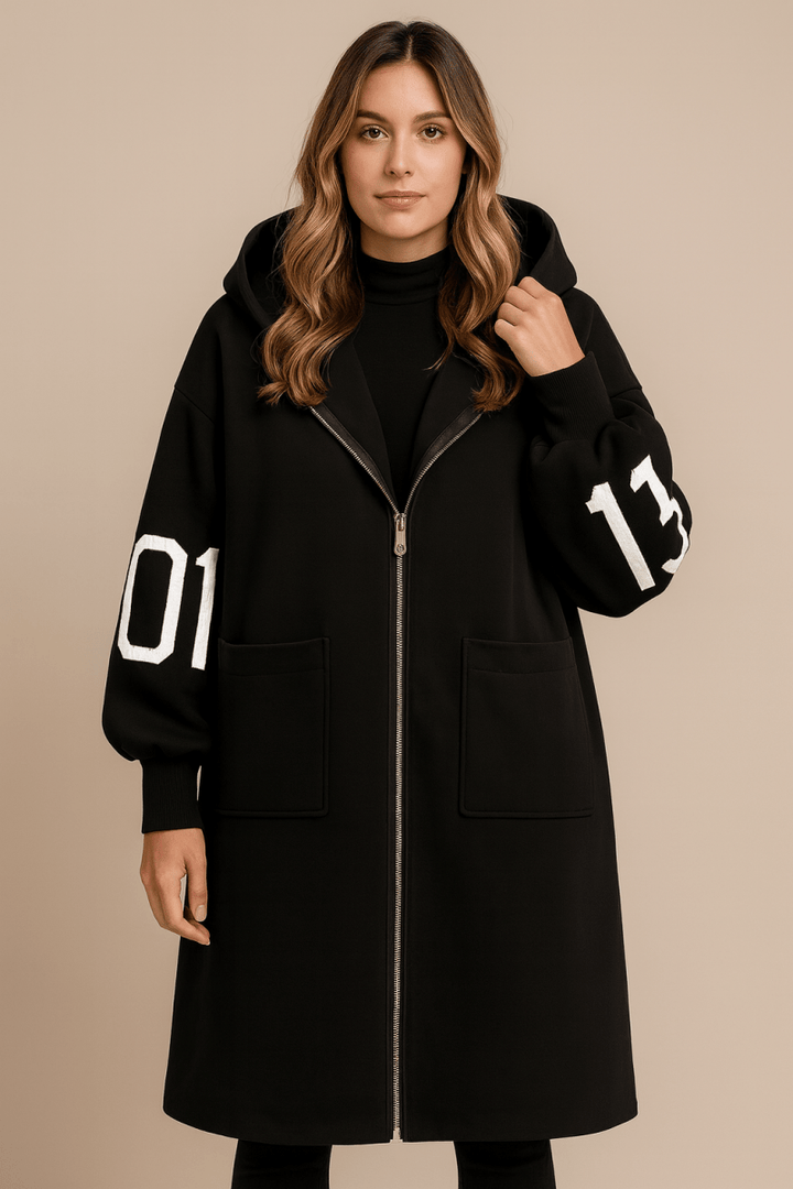 SELENE | LONG KNITTED HOODED COAT