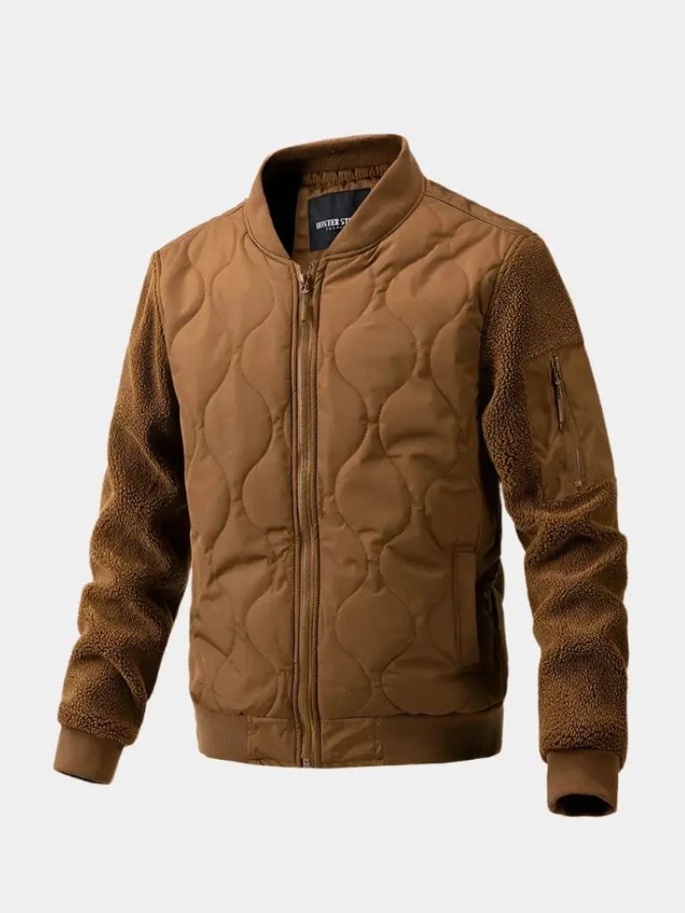 Palm Beach Boutique Padded Sherpa Sleeve Bomber Jacket