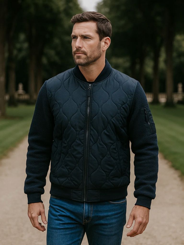 Palm Beach Boutique Padded Sherpa Sleeve Bomber Jacket
