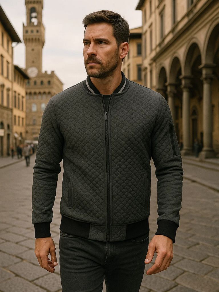 Palm Beach Boutique Casual Textured Bomber Jacket