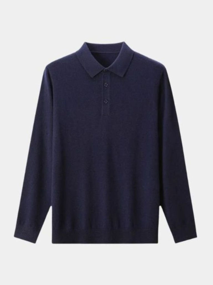 Buttoned Knit Wool Polo Sweater - Palm Beach Boutique