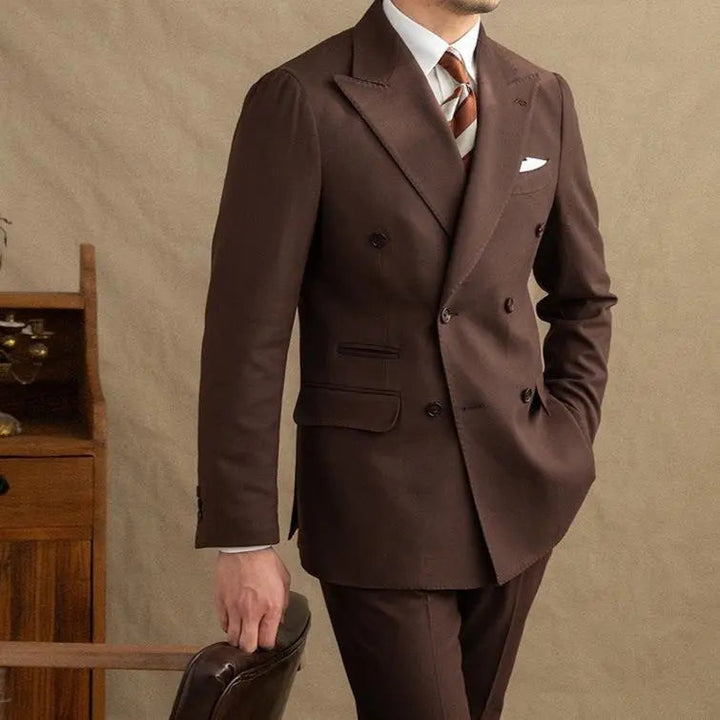 Dark Brown Gabardine Suit Jacket Trousers