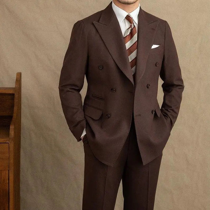Dark Brown Gabardine Suit Jacket Trousers