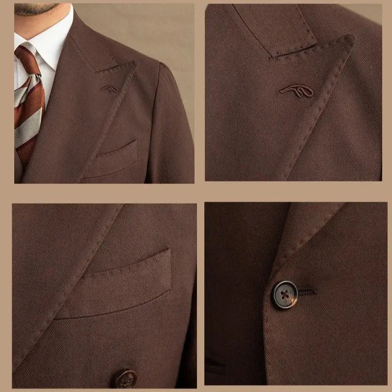 Dark Brown Gabardine Suit Jacket Trousers